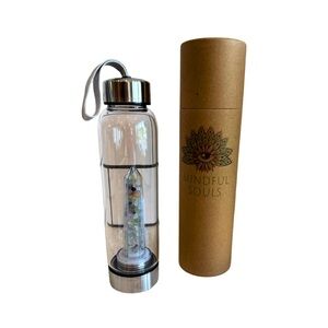 NIB MINDFUL SOULS Flourite Crystal Water Bottle With 100% Natural Crystals
